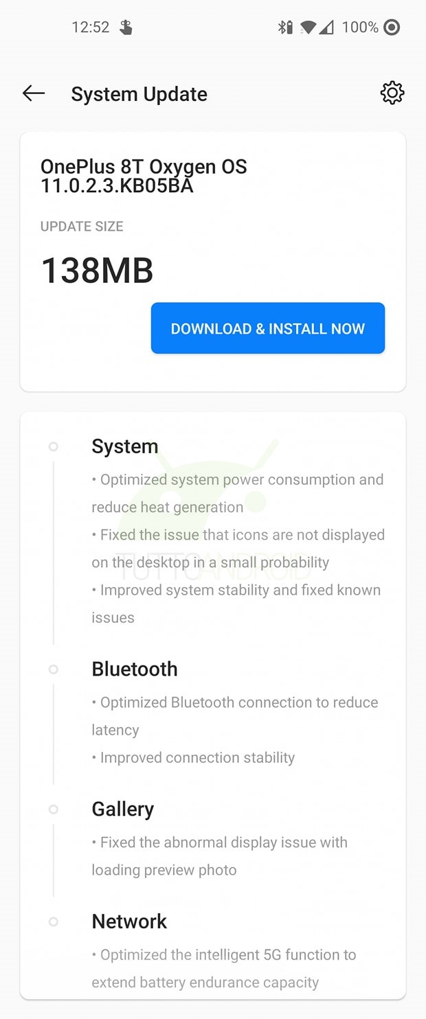 aggiornamento OxygenOS 11.0.2.3 OnePlus 8T