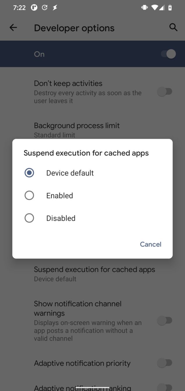 android 11 sospensione app background autonomia batteria