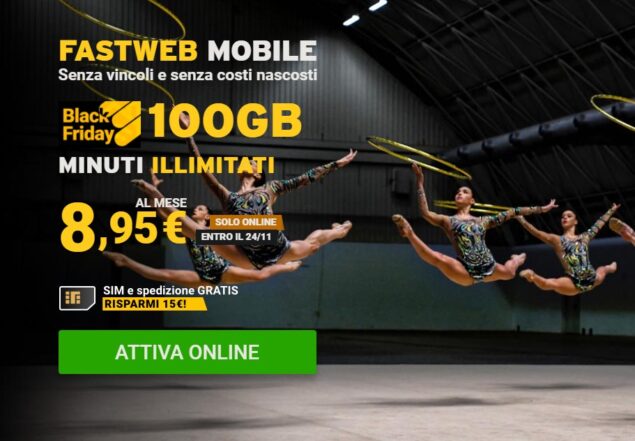 fastweb mobile black friday 100 gb promozione 2020