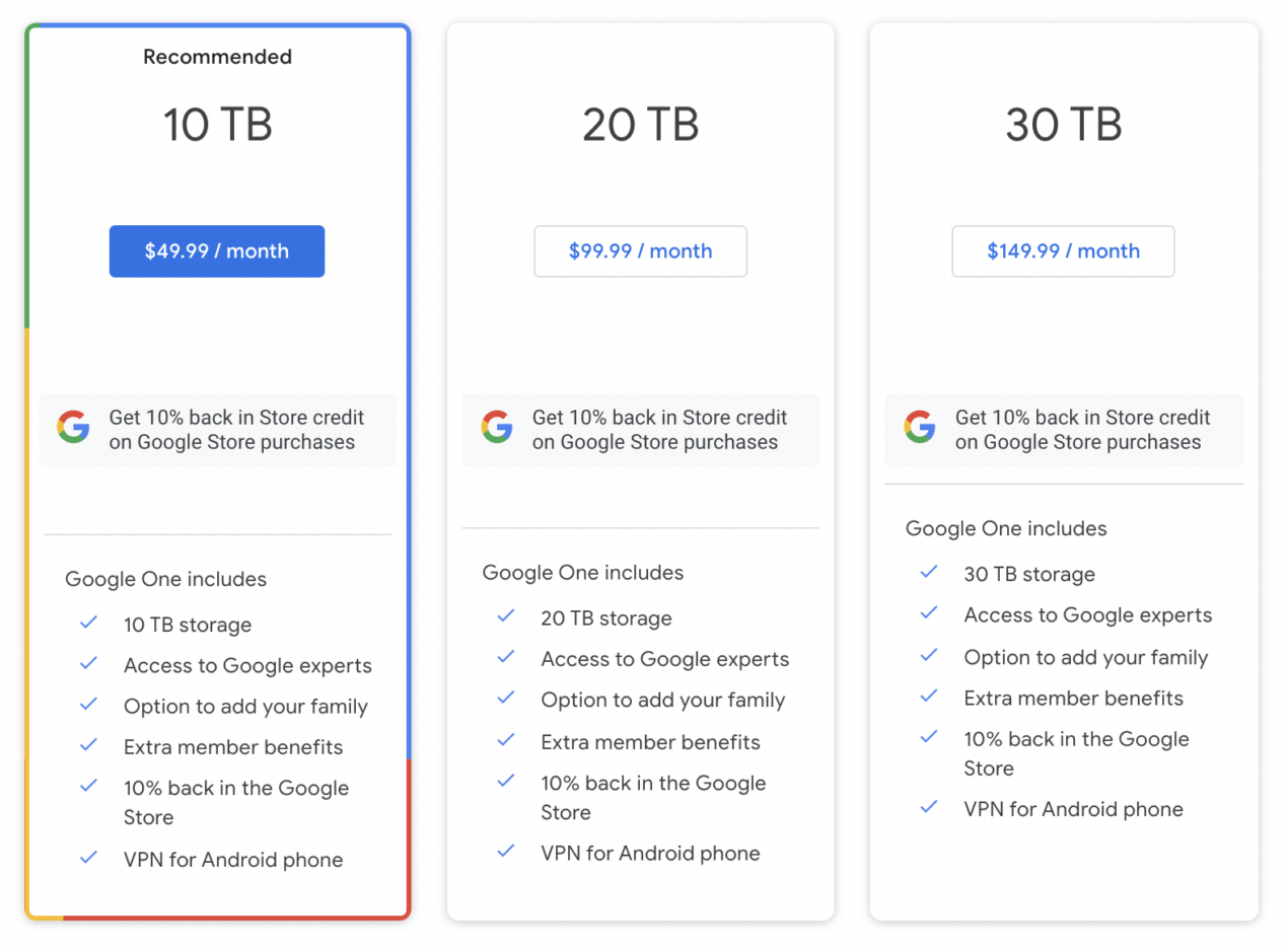 google one pricing usa google one pricing usa