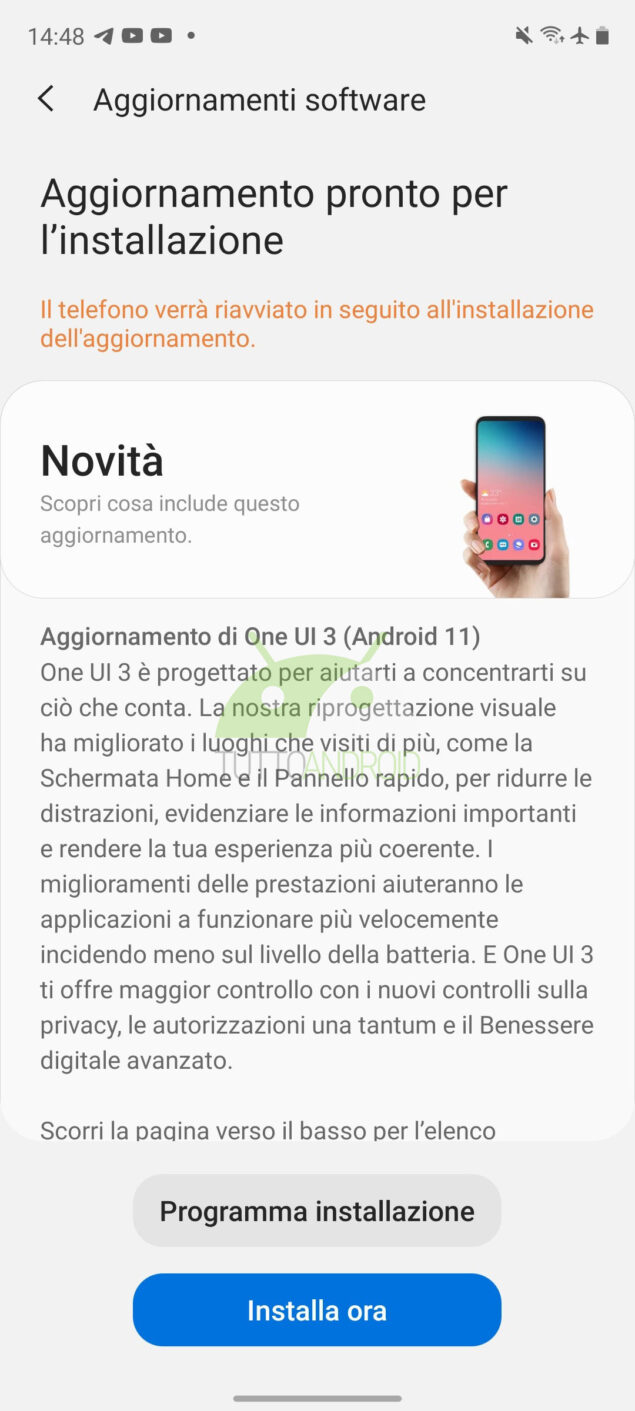 samsung galaxy s20 fan edition one ui 3.0 aggiornamento