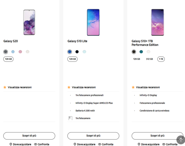 samsung galaxy s20 non disponibile shop ufficiale