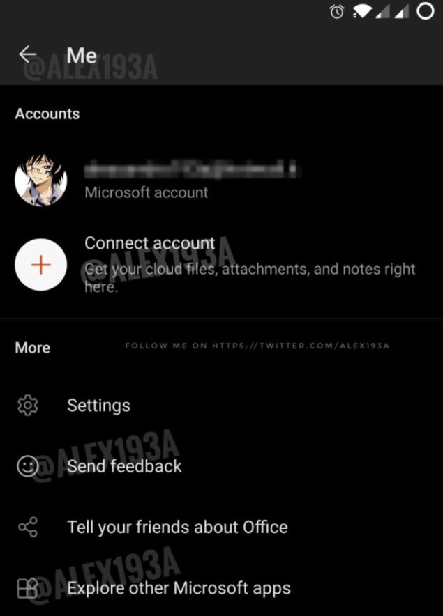 Office Hub per Android dark