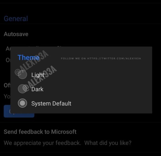 Office per Android dark