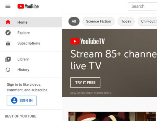YouTube vecchia UI