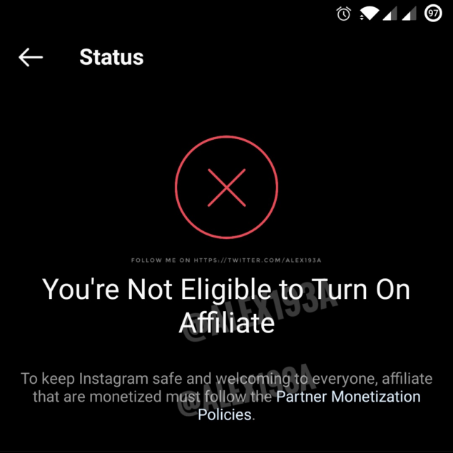 instagram programma affiliazione parole chiave mutate leak