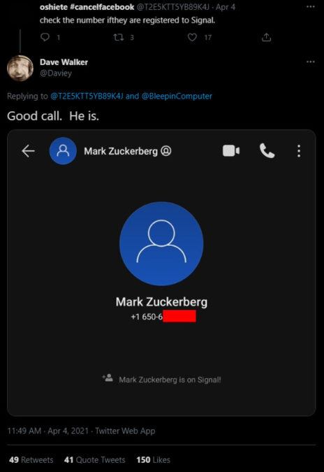 facebook hack mark zuckerberg signal app