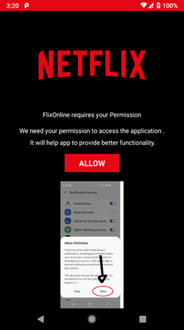 flixonline netflix whatsapp malware android