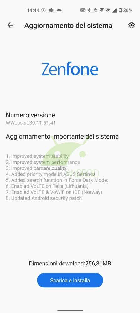 ASUS ZenFone 8 aggiornamento