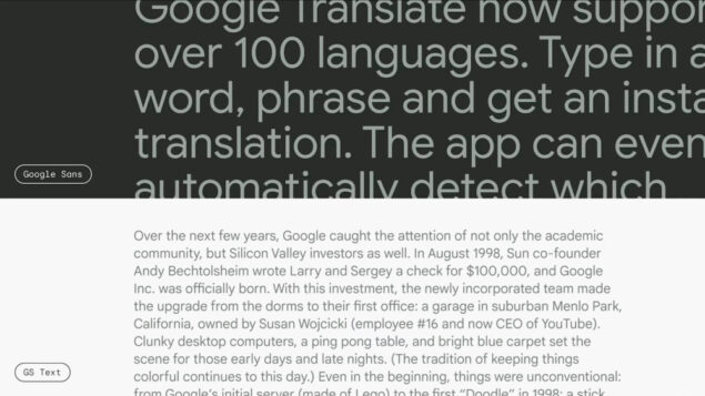 google sans text novità