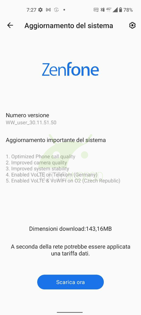 ASUS ZenFone 8 aggiornamento 30.11.51.50