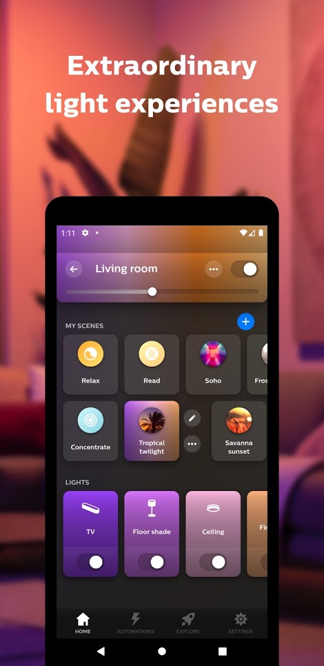 Приложение Philips Hue. Планшет для управления лампой Филипс Хью.