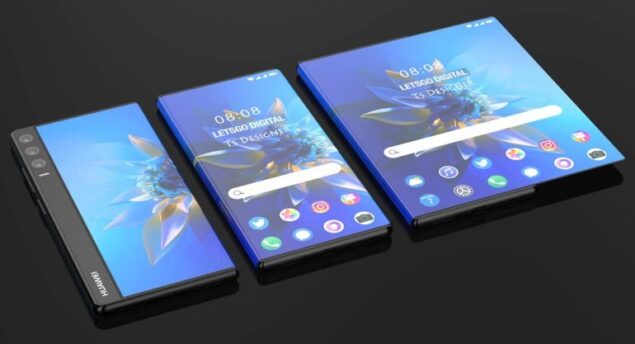 huawei smartphone display arrotolabile render 3d