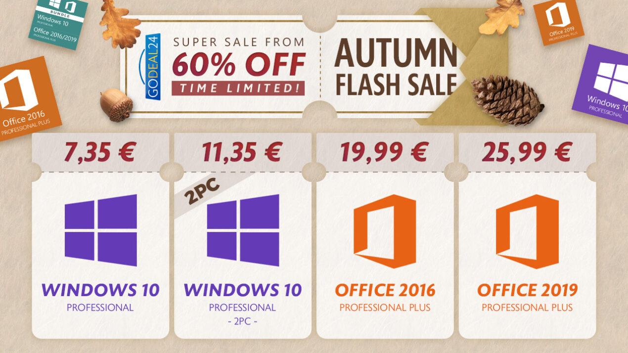 L'autunno è alle porte ma le offerte di GoDeal24 non si fermano: Windows 10 ancora sotto i sei euro