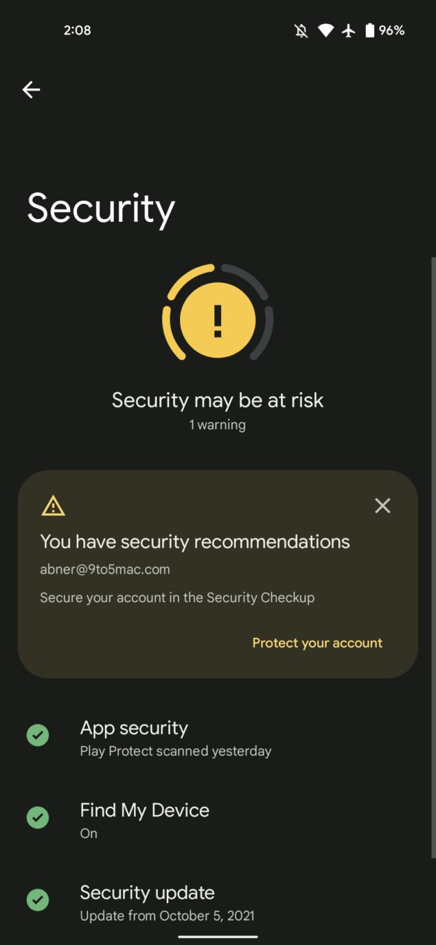 Security Hub Android 12