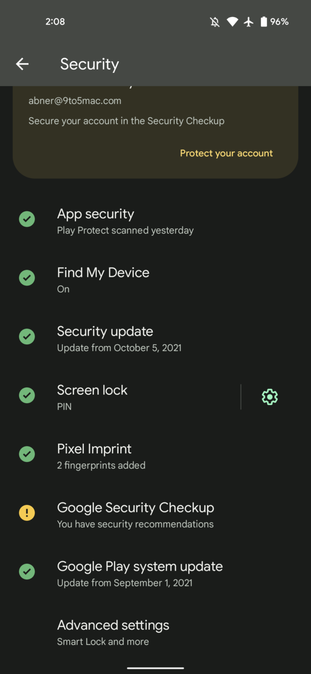 Security Hub Android 12