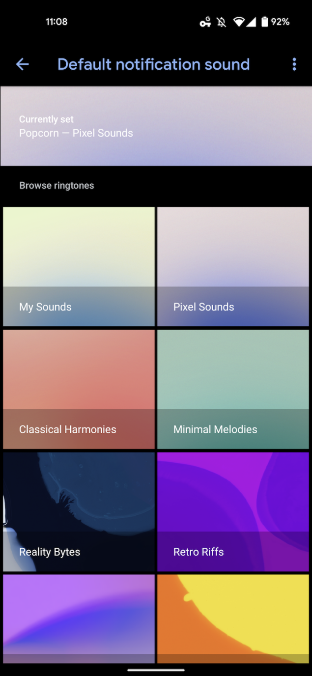 Google Pixel Sounds vecchia UI