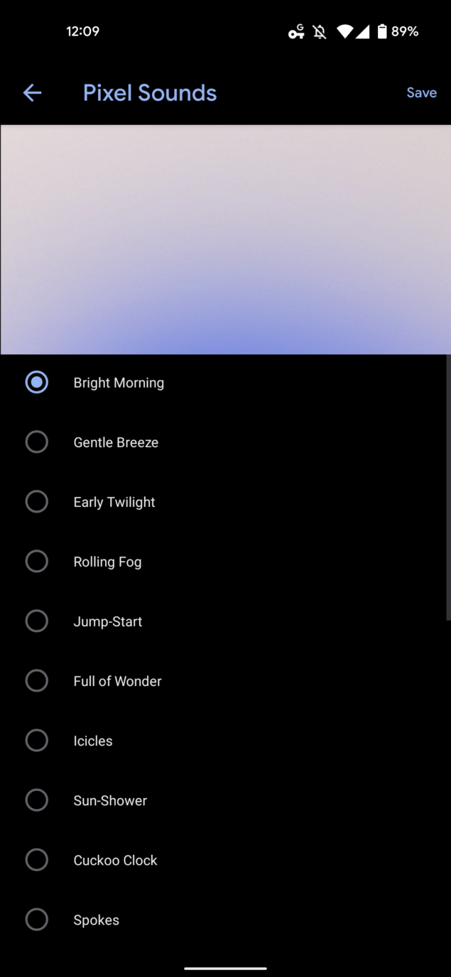Google Pixel Sounds vecchia UI