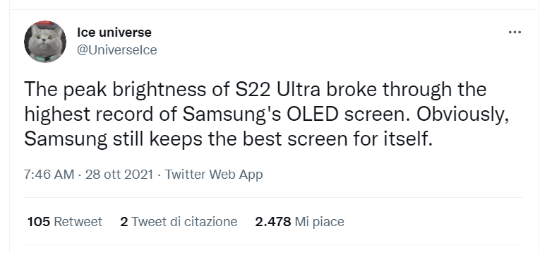 Samsung Galaxy S22 Ultra display