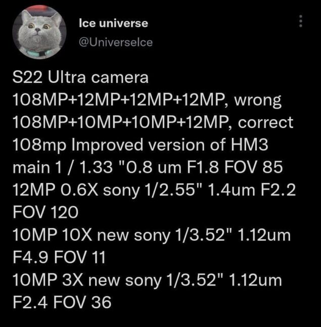 Galaxy S22 Ultra leak fotocamera