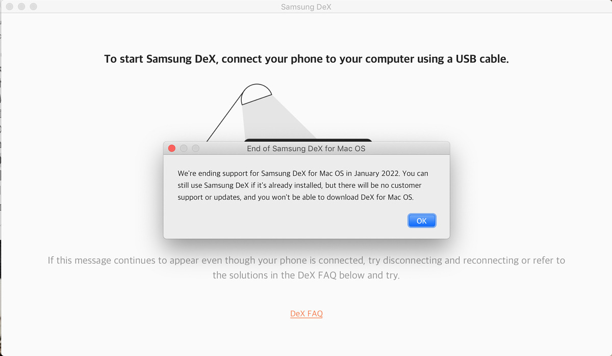 Samsung DeX fine supporto