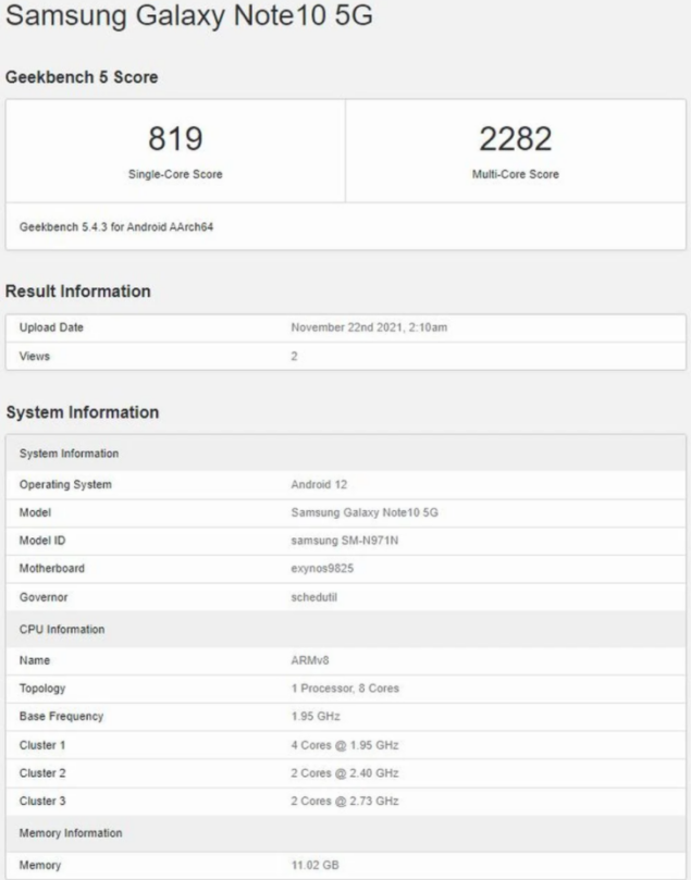 Samsung Galaxy Note 10 5G One UI 4