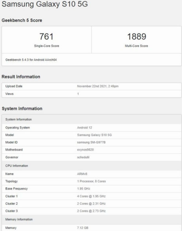 Samsung Galaxy S10 5G One UI 4