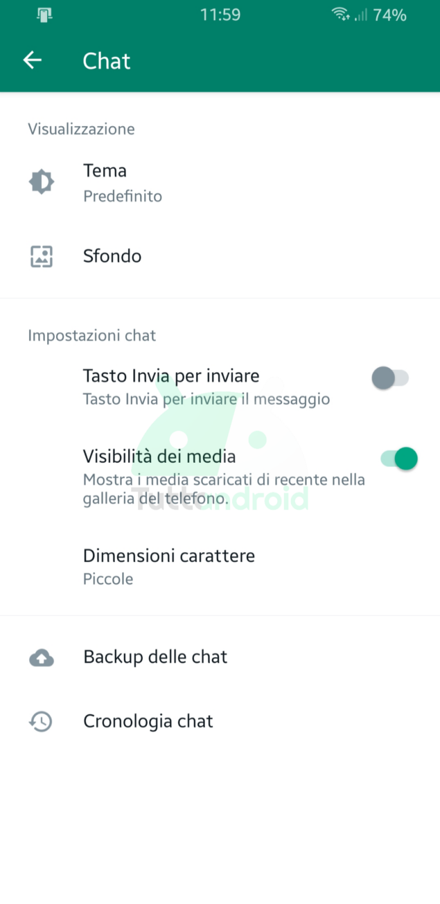 come fare backup WhatsApp