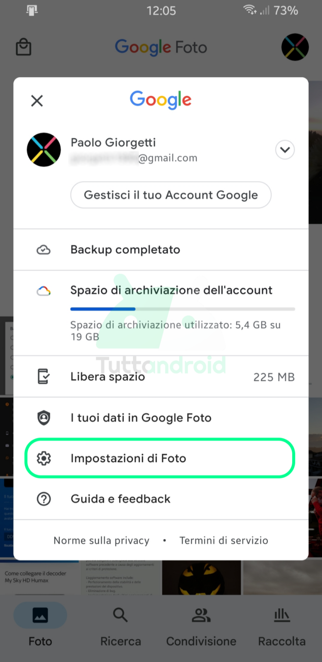 come fare backup WhatsApp su Google Foto