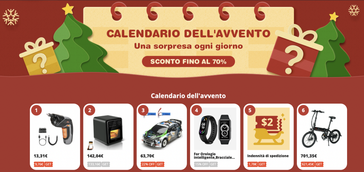Grandi sconti per tutti con il Calendario dell'Avvento di Banggod