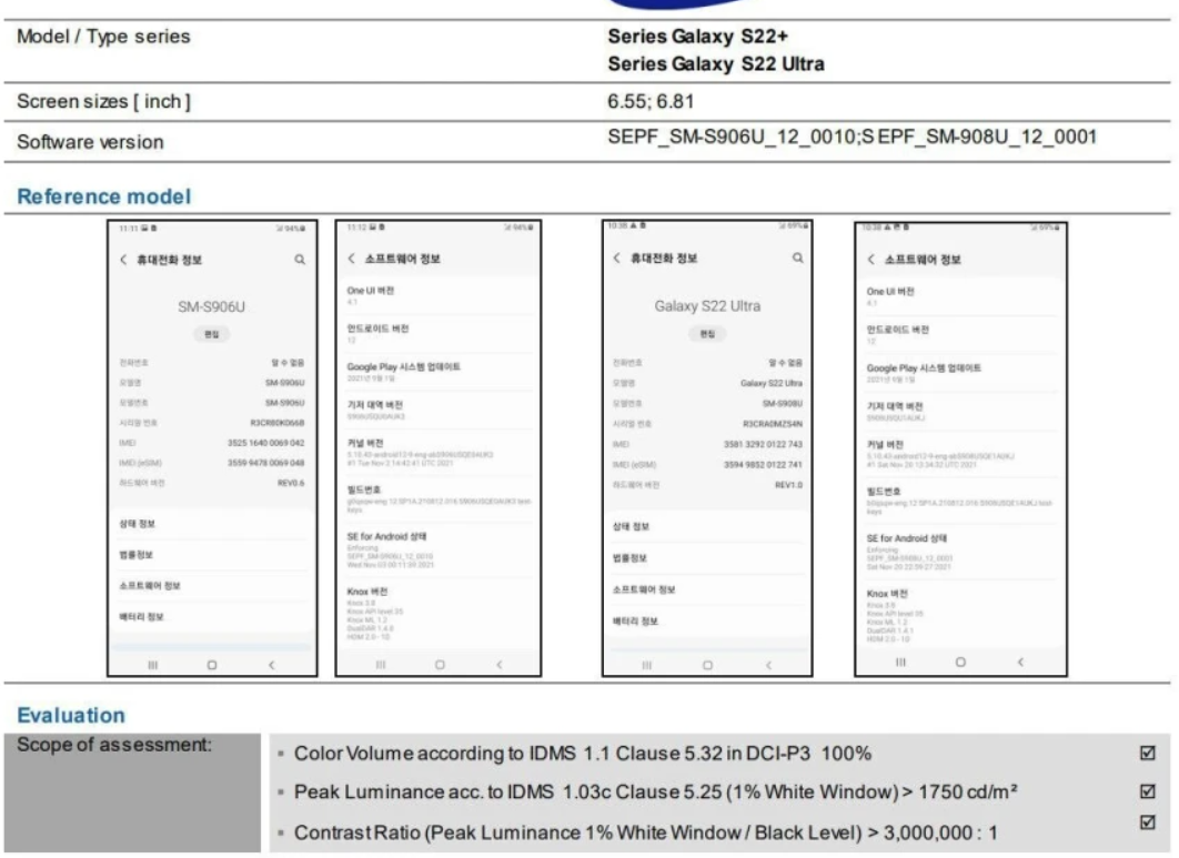 Samsung Galaxy S22+ e Ultra display