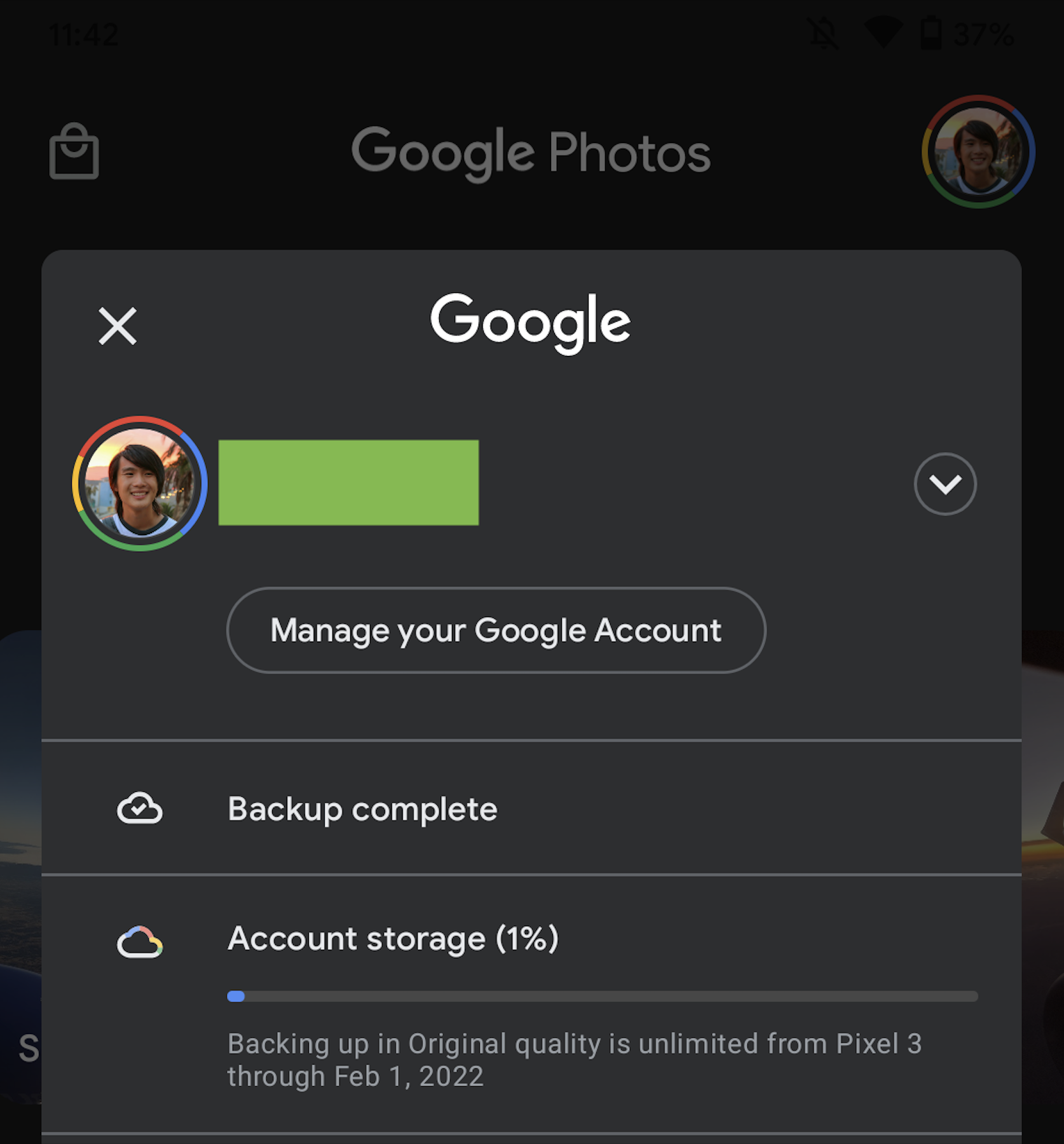 Google Pixel 3 backup Google Foto 