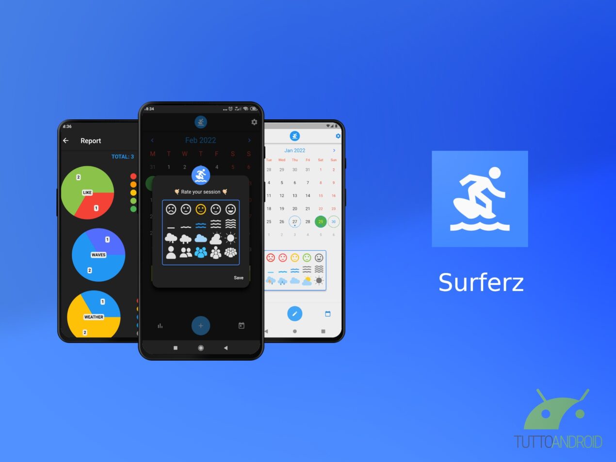 L'app Surferz permette di creare un diario delle sessioni di surf