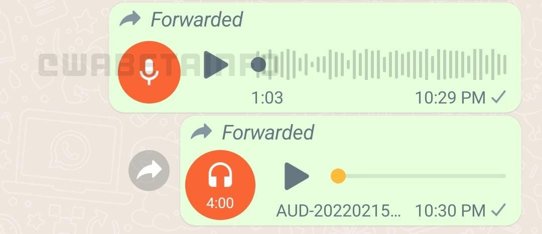 WhatsApp beta inoltro audio note vocali