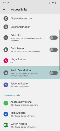 Nuova API per la descrizione audio in Android 13