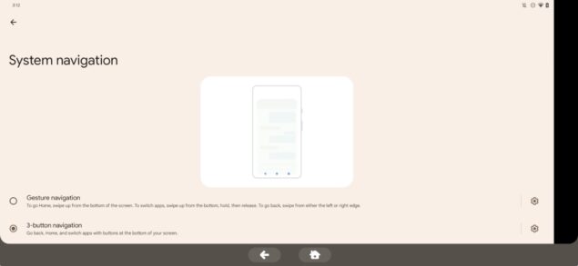 Nuova barra di navigazione per Bambini in Android 13