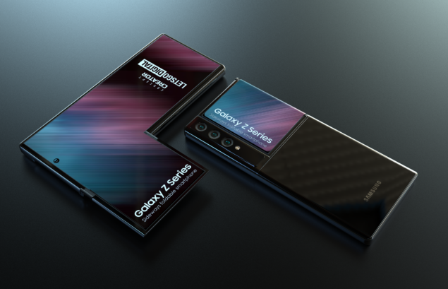 Concept dello smartphone con display flessibile di Samsung