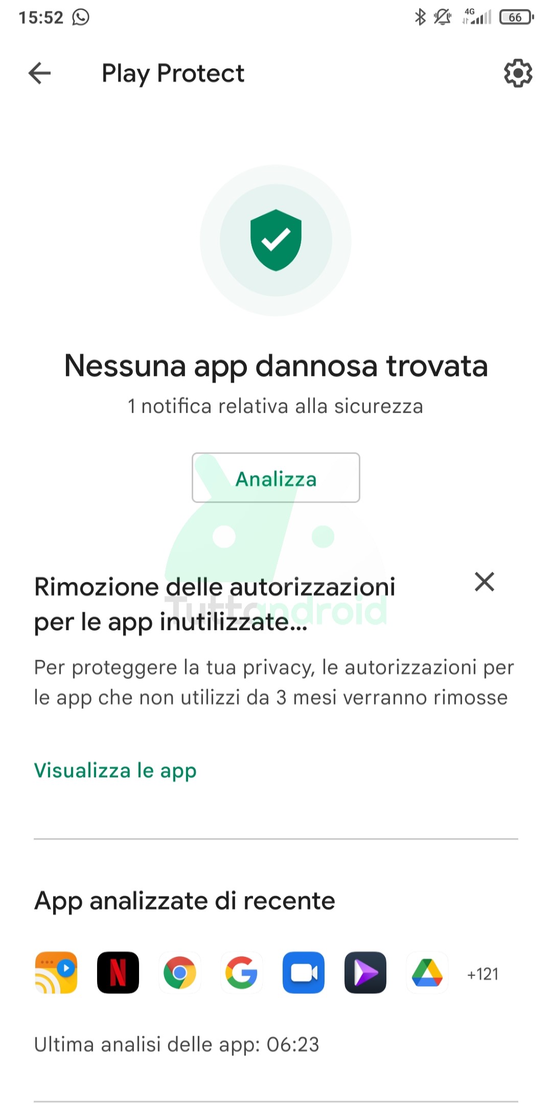 Google Play Protect rimozione automatica permessi app