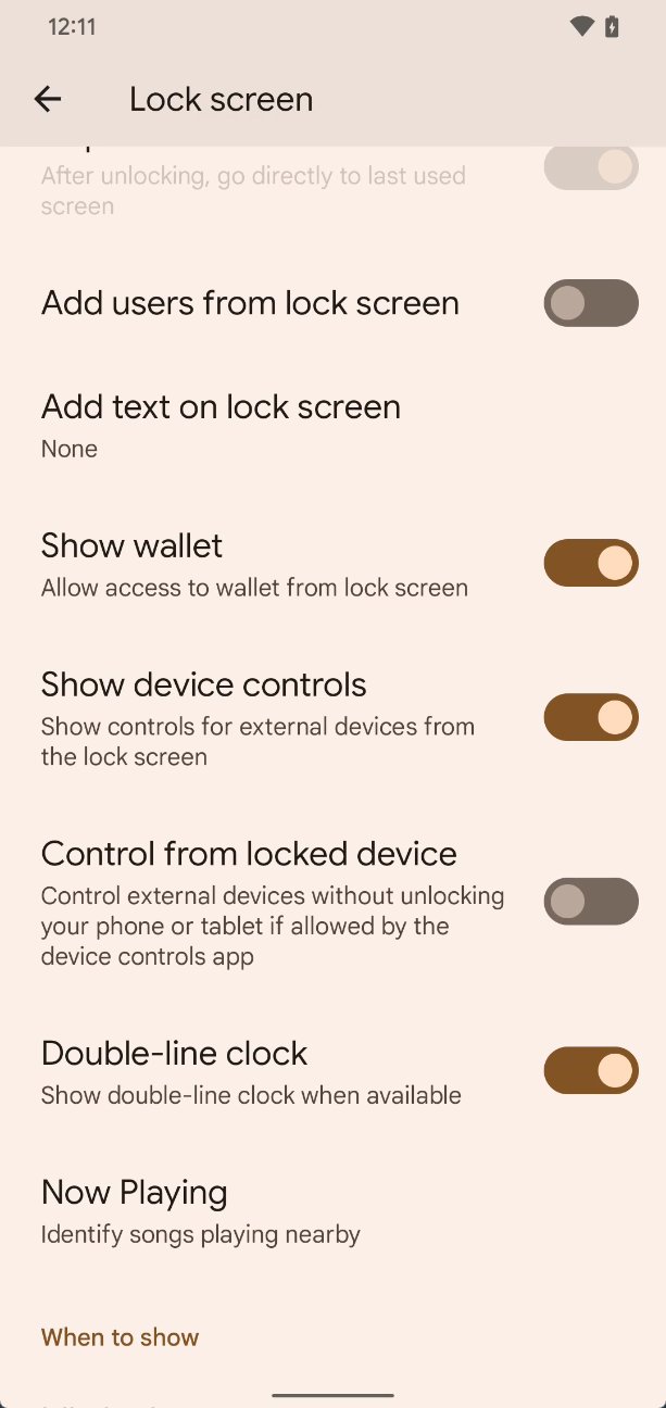 Android 13 beta 1 Toggle controllo dispositivi a schermo bloccato