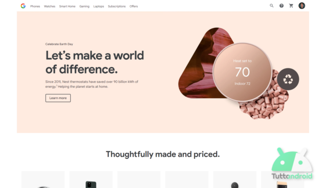 La nuova home del Google Store