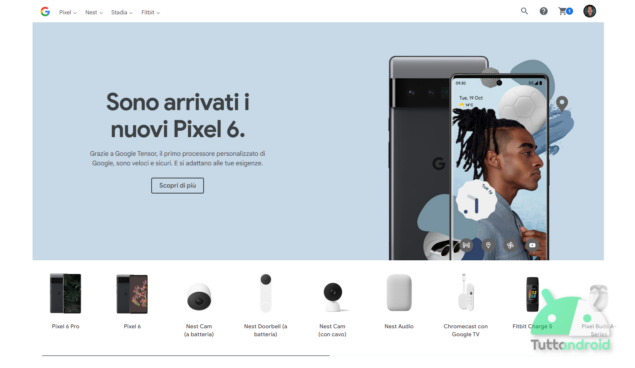 La vecchia home del Google Store