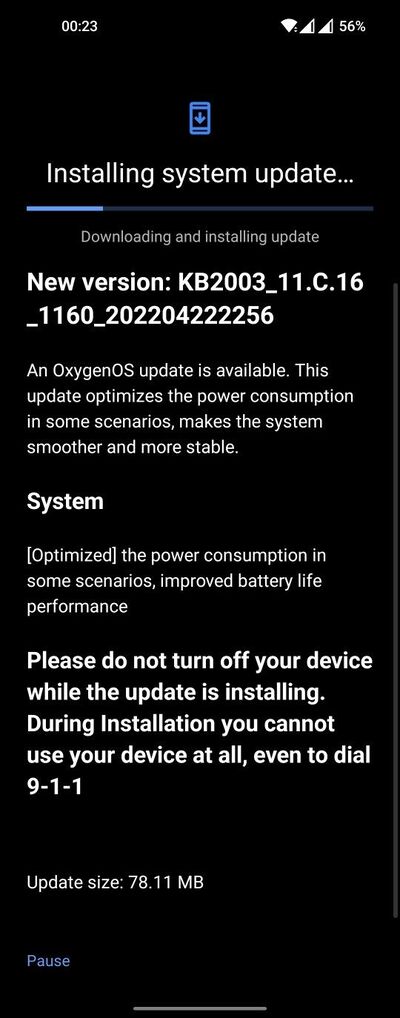 OnePlus 8T OxygenOS 12 aggiornamento C.16