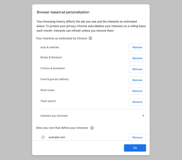 Nuovi controlli per i Privacy Sandbox in Google Chrome
