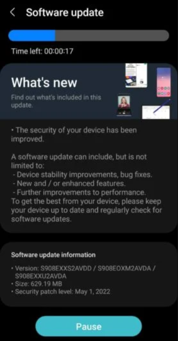 Samsung Galaxy S22 update