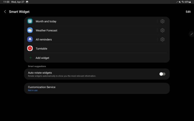 Samsung Galaxy Tab S8 widget intelligenti