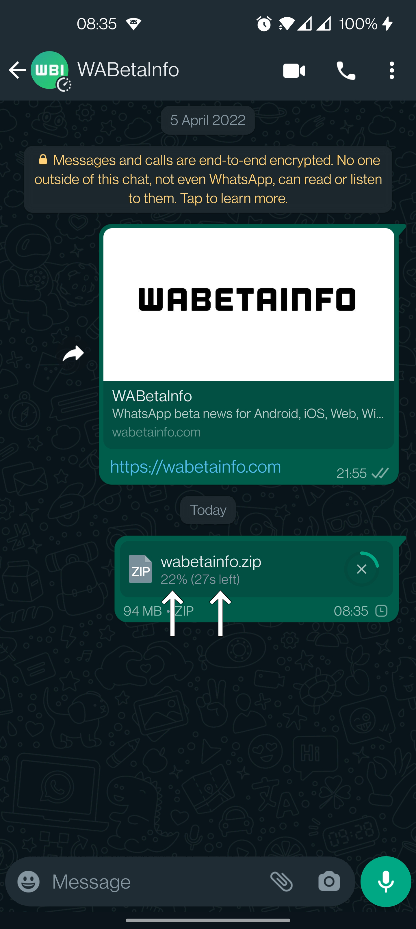 WhatsApp Beta mostra il tempo residuo al caricamento di un file