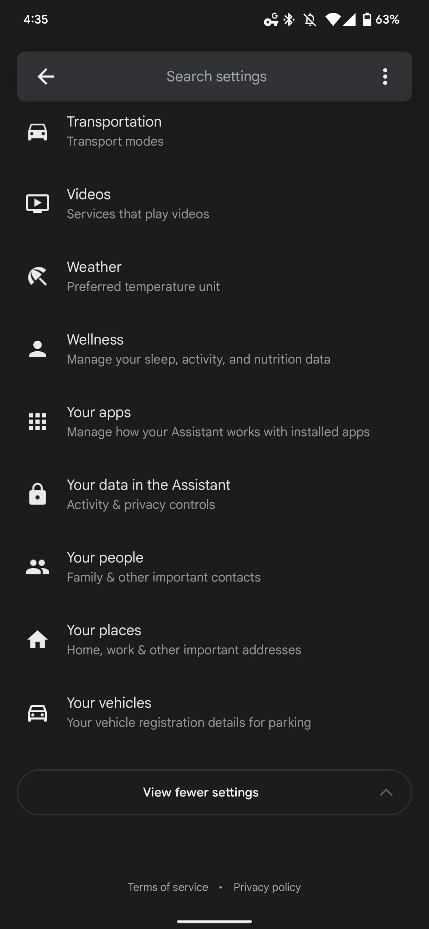 Google Assistant “I tuoi veicoli”