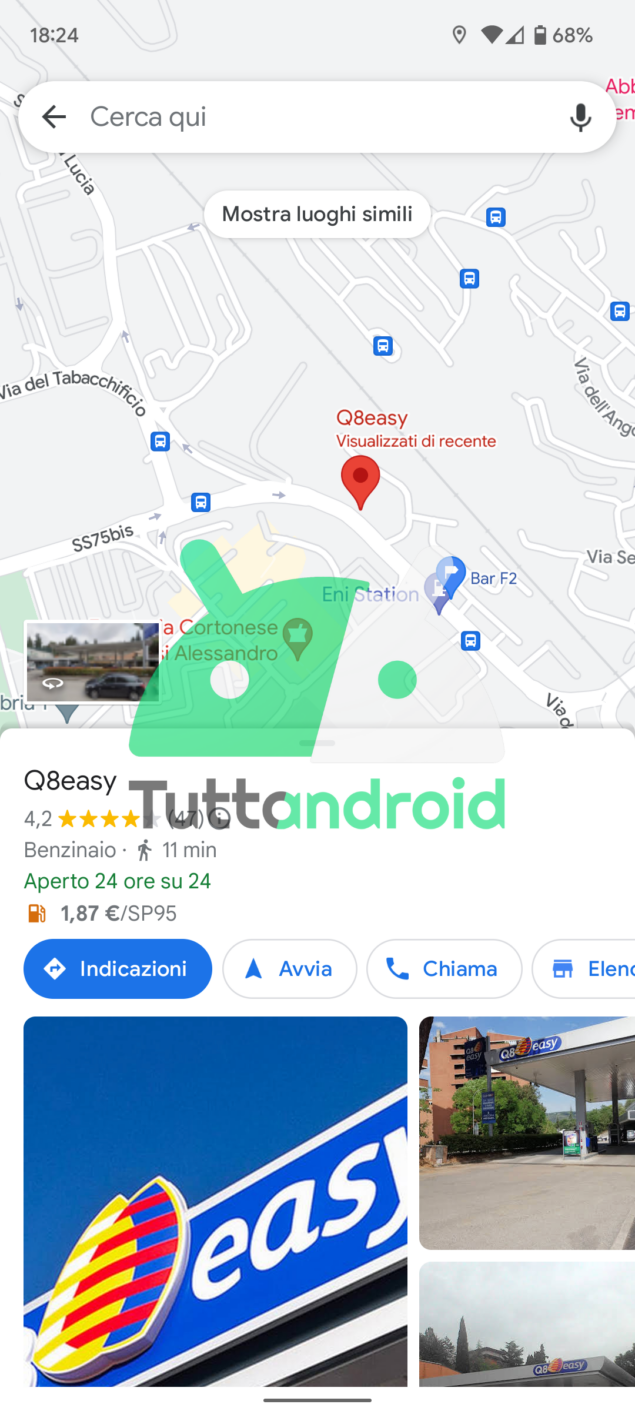 Google Maps prezzi benzina in Italia