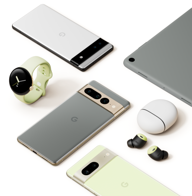 Google Pixel 6a, Google Pixel 7 Pro, Pixel 7, Pixel Buds Pro, Pixel Watch, tablet