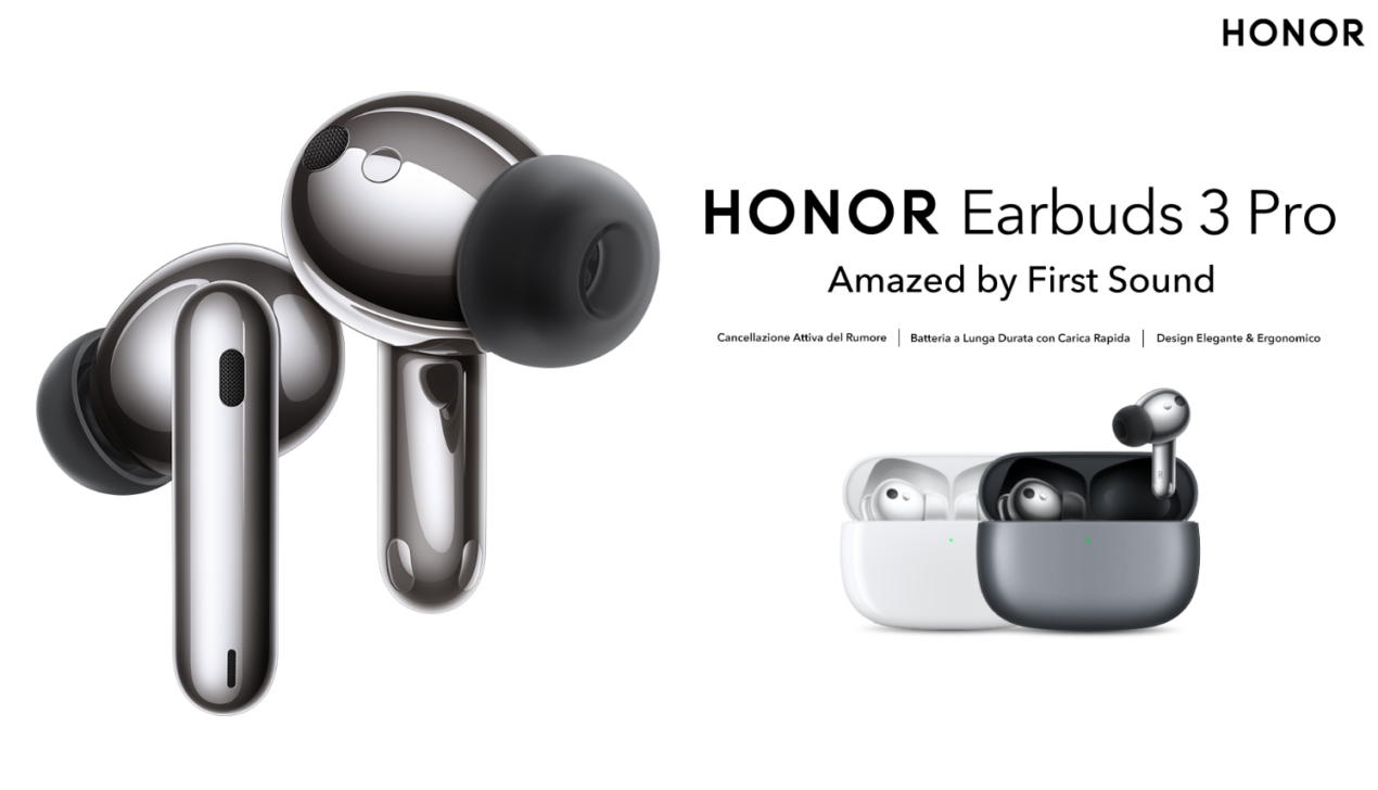 HONOR lancia in Italia le Earbuds 3 Pro: cuffie true wireless eleganti e premium
